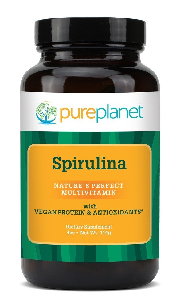 Pure Planet spirulina powder jar for smoothies and bowls, a natural nutrient boost.