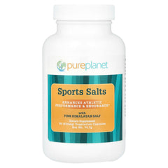 Pure Planet Sports Salts capsules displayed, 90 vegetarian servings for daily hydration support