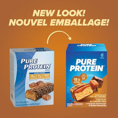 Close-up of Pure Protein bar texture with glossy chocolate coating