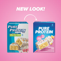 Pure Protein Birthday Cake bar close-up, chewy texture and cake flavor.