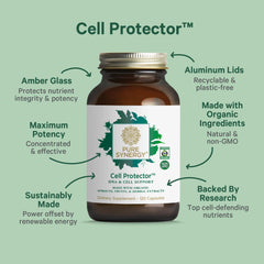 PURE SYNERGY Cell Protector organic cruciferous vegetables highlight plant-based antioxidant support.
