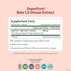 PURE SYNERGY SuperPure capsules on wood table for easy daily wellness.