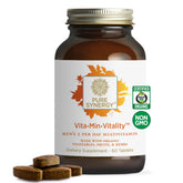 Pure Synergy Vita-Min-Vitality bottle front promotes daily energy and immune balance.