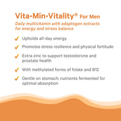 Pure Synergy Vita-Min-Vitality seal indicates quality and US-made manufacturing.
