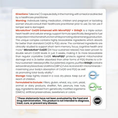 Pure Therapro Rx CoQ10 label closeup highlighting clinical dosing information