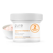 Pure Therapro Rx liposomal vitamin C powder bottle emphasizes immune support potential and non-GMO formula