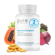 Pure Therapro Rx Methyl B Complete bottle front with easy daily capsules for energy support.