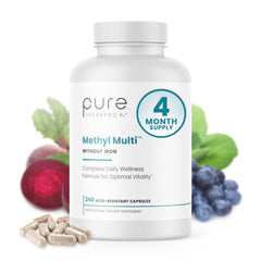 Pure Therapro Rx Methyl Multi bottle front shows vegan wellness daily support