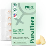 Pure Woman Pure Flora packaging for convenient at-home feminine care.