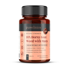 PureClinica Horny Goat Weed tablet front view suggesting daily vitality.