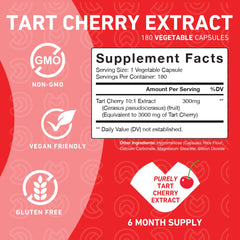PUREFINITY Tart Cherry label highlights non-GMO and vegan ingredients.