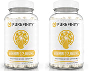 Purefinity Vitamin C 2000mg capsules bottle for daily wellness and high absorption.