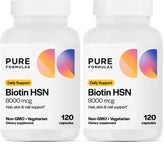 PureFormulas Biotin 8000 mcg bottle for healthy hair, skin and nails.