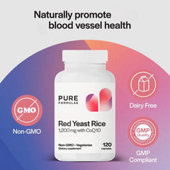 PureFormulas CoQ10 bottle highlighting added 100 mg for overall wellness.