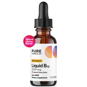 PureFormulas Liquid B12 1000 mcg cherry bottle supports daily energy