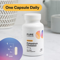 PureFormulas potassium capsule being poured for easy daily use