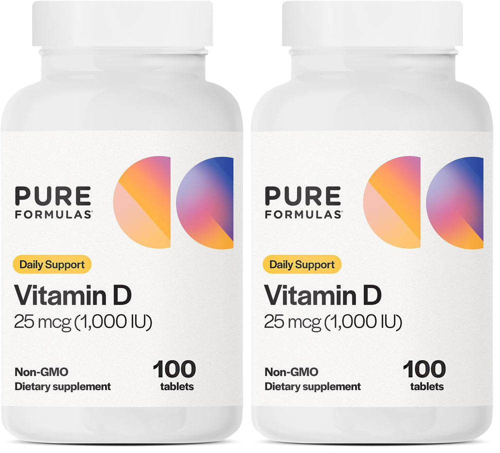 PureFormulas Vitamin D3 1000 IU bottle front promoting bone health and immune support.