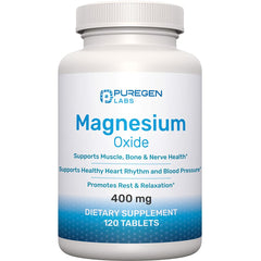 Puregen Labs Magnesium 400mg tablets front view for daily energy support