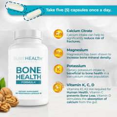 PureHealth Research Bone Health Formula packaging featuring USA manufacturing seal.