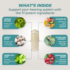 PUREHEALTH RESEARCH Hearing Support Formula bottle side view showing compact daily-use packaging