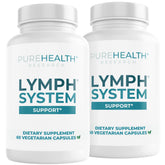 PureHealth Research Lymph System Support bottle front view for everyday lymphatic support.