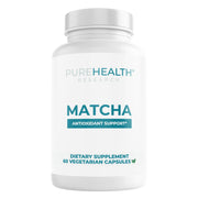 PUREHEALTH RESEARCH Matcha 1000 mg capsules packaging highlights convenient daily use for on-the-go wellness.