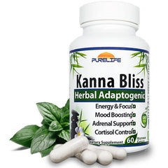 PureLife Kanna Bliss bottle pour for easy daily dosing to support focus.