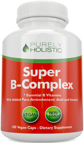 Purely Holistic Vitamin B Complex bottle front supporting daily energy and balance.