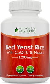 Purely Holistic Red Yeast Rice 1200mg bottle may support heart health.