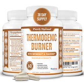 Purely Optimal Thermogenic bottle on a clean background for daily energy support.