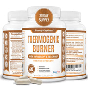 Purely Optimal Thermogenic bottle on a clean background for daily energy support.
