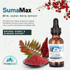 Purely Wild SumaMax raw sumac berries highlight natural ingredients.