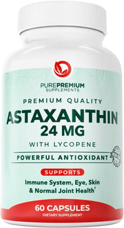 PurePremium Astaxanthin bottle front view for skin and eye health support.