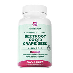 PurePremium Beet Root Capsules bottle showcasing the 3-in-1 formula for cardiovascular support