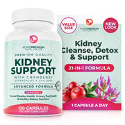 PurePremium Kidney Support bottle signals daily wellness and natural detox potential.