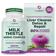 PurePremium Milk Thistle bottle front shows liver support for daily wellness