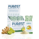 Purest Electrolyte ginger limeaid packet front, convenient hydration on the go.