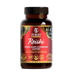 Purest Mushrooms Reishi tablets bottle ready for daily use in a clean packaging.