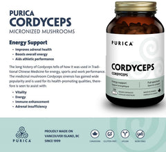 PURICA Cordyceps capsules close-up for easy daily dosing