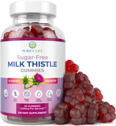 Purify Life milk thistle gummies bottle front showing sugar-free formulation