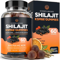 Purify Life Shilajit gummies bottle offers caffeine-free energy and convenience.