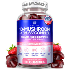 Purify Life Sugar-Free Mushroom Gummies front view for daily wellness.