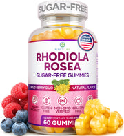Purify Life Sugar-Free Rhodiola Gummies bottle with soft chews for daily energy