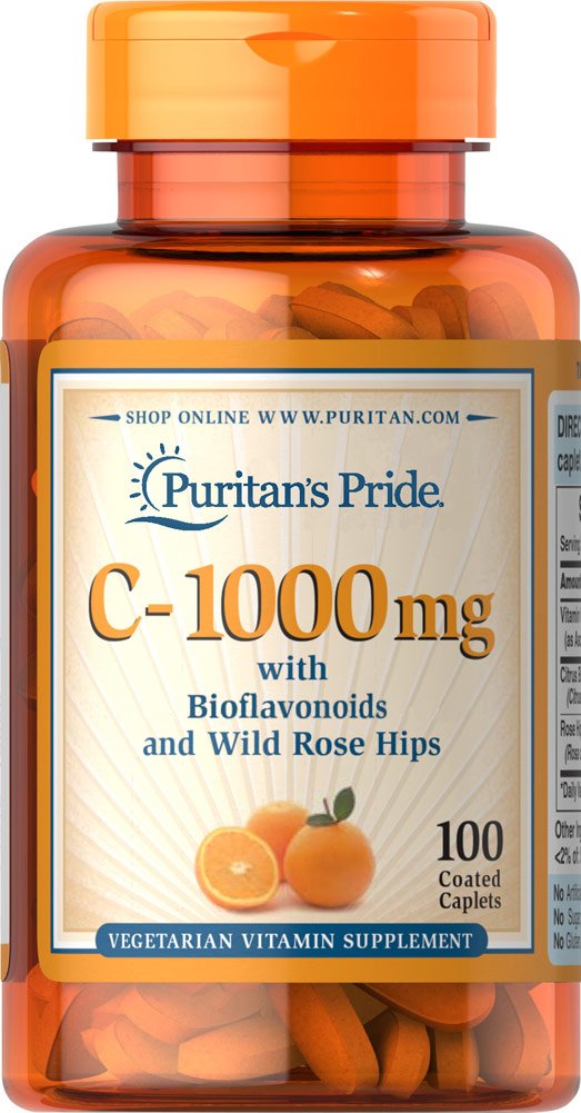 Puritan's Pride 1000 mg bottle with label for antioxidant vitamin C