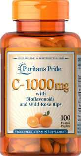 Puritan's Pride 1000 mg bottle with label for antioxidant vitamin C