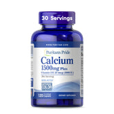 Puritan's Pride calcium d3 1500mg bottle for strong bones and daily muscle support.