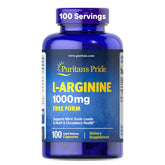 Puritan's Pride L-Arginine 1000mg bottle supports daily protein building.