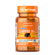 Puritan's Pride Lutigold bottle pour shows easy daily eye support in a convenient format.