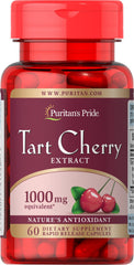 Puritan's Pride Tart Cherry Extract 1000 mg bottle for daily wellness support.