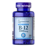Puritan's Pride timed-release B-12 bottle supports steady energy throughout the day.